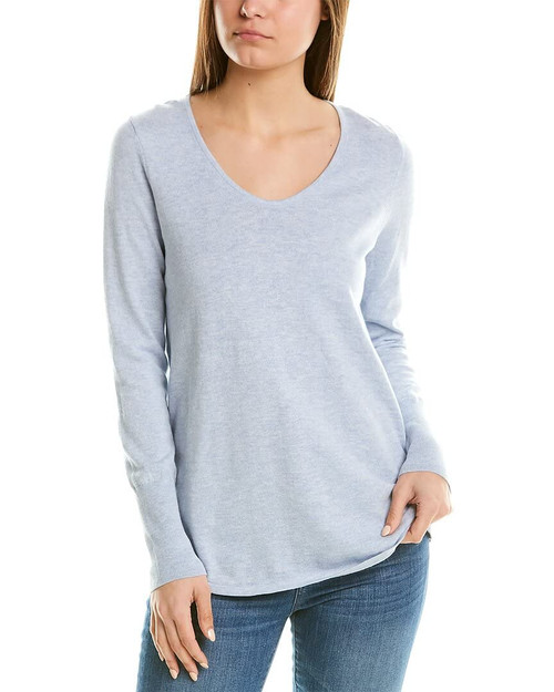 NIC+ZOE Womens Boat Neck Heathered Pullover Top Blue S