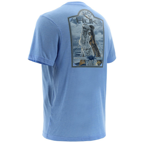 HUK H1000103-425-L Huk KC Scott Tarpon Blues Tee, Carolina Blue Heather, Large