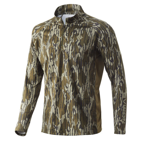 Nomad Mens Pursuit 1/4 Zip Pullover | Hunting Shirt with Sun Protection, Mossy Oak Bottomland, XX-Large
