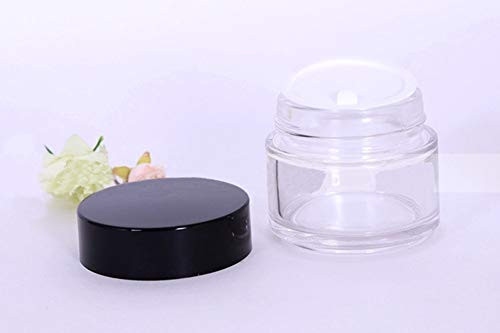 Furnido 6pcs 5g Empty Refillable Glass Jars Liners Screw Lid Cream Bottle Pot Jars Cosmetic Comtainer Lotion,Creams,Toners,Eye Cream?Lip Balms,Makeup Samples Bottle (Black)