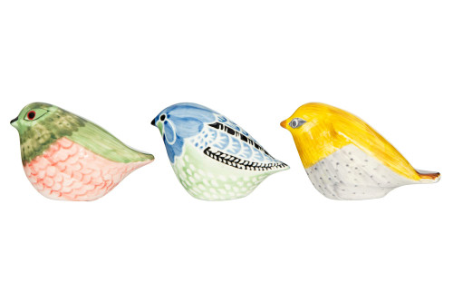 Creative Co-Op Hand Painted Stoneware Figurine (Set of 3 Colors) Birds, L x W x H, Multi