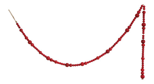 Creative Co-Op 72 Inch Paulownia Wood Bead Garland, Red