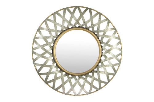 Creative Co-Op Round Metal Wall Gold and Galvanized Finish Mirror