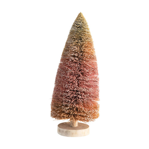Creative Co-Op Sisal Wood Base, Pink Ombre Bottle Brush Tree