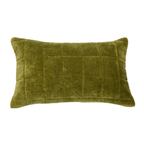 Creative Co-Op Quilted Velvet Lumbar Pillow Cover, 12" x 20", Green