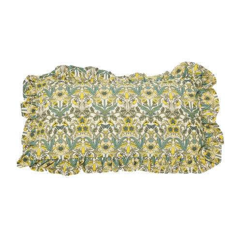 Creative Co-Op Cotton Lumbar Floral Pattern and Ruffle Pillow, 24" L x 12" W x 2" H, Multicolor Creative Co-Op Cotton Lumbar Floral Pattern and Ruffle Pillow, 24" L x 12" W x 2" H, Multicolor
