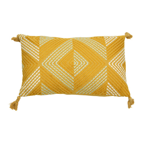 Creative Co-Op Cotton Embroidered Lumbar Tassels Pillow, 20" L x 12" W x 2" H, Multicolor Creative Co-Op Cotton Embroidered Lumbar Tassels Pillow, 20" L x 12" W x 2" H, Multicolor