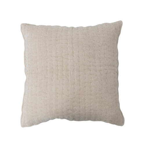 Creative Co-Op Quilted Cotton Chenille Kantha Stitch Pillow, 20" L x 20" W x 2" H, Cream Creative Co-Op Quilted Cotton Chenille Kantha Stitch Pillow, 20" L x 20" W x 2" H, Cream