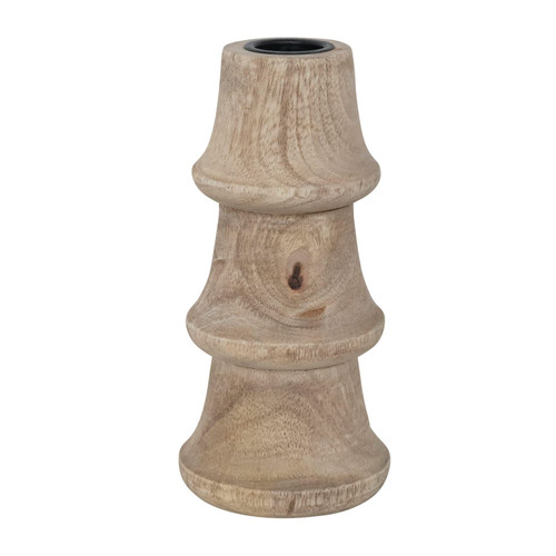 Creative Co-Op Hand carved Mango Wood Taper Candle Holder