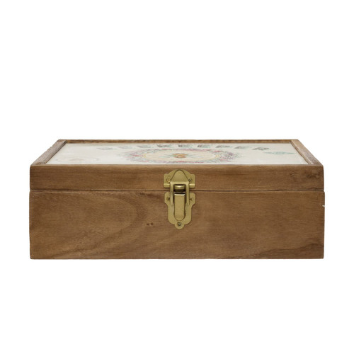 Creative Co-Op Wood and Canvas Beekeeper Supply Co. Box, 11" L x 9" W x 4" H, Multicolor
