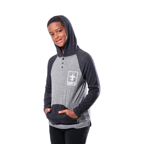 Ultra Game Youth Fleece Hoodie Pullover Sweatshirt Henley, Team Color, X-Large