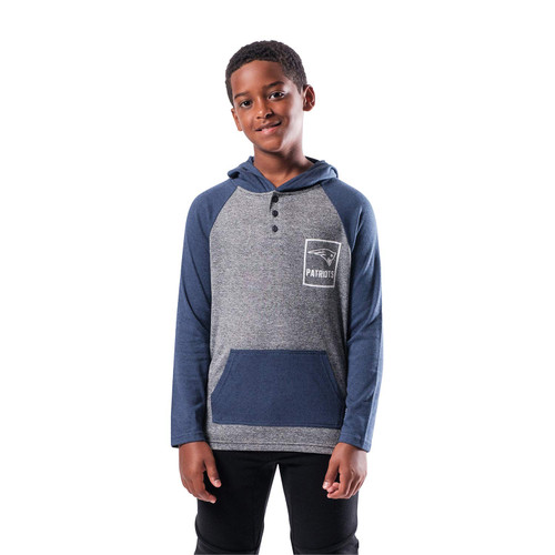Ultra Game Youth Fleece Hoodie Pullover Sweatshirt Henley, Team Color, Small