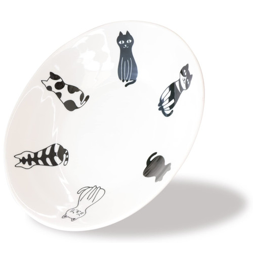 Product of Gifu Japan Mino Ware Dinner Plate, Sitting Cat Design, Lightweight, Japanese Ceramic Plate, Pasta Plate, Salada Plate, Microwave/Dishwasher Safe, 8.7"