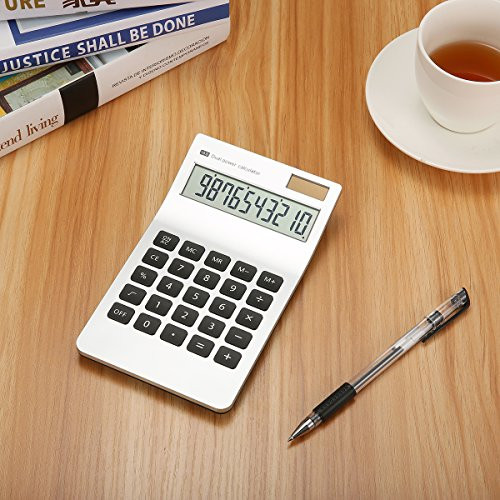Caveen Basic Calculator 10 Digits Business Desktop Calculator Solar Power Standard Function Financial Calculator Silver