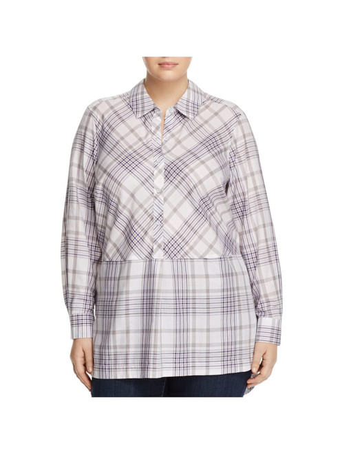 Foxcroft Women's Plus-Size Winter Plaid Tunic, Slate Multi, 14W