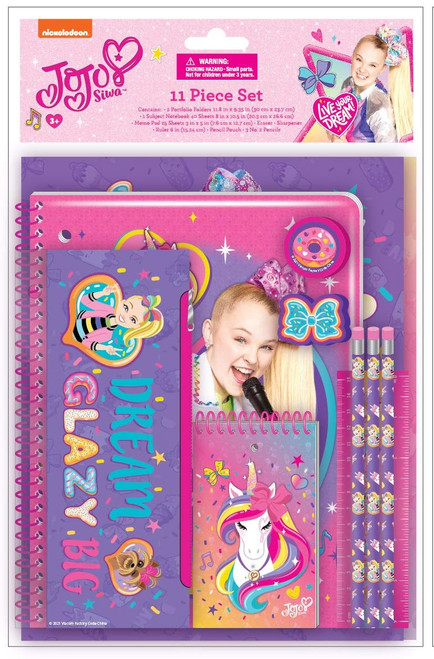 JoJo Siwa Kids School Supplies Set with Pencil Case, Notebook, Pencils, Folders - 11 Pc. Set