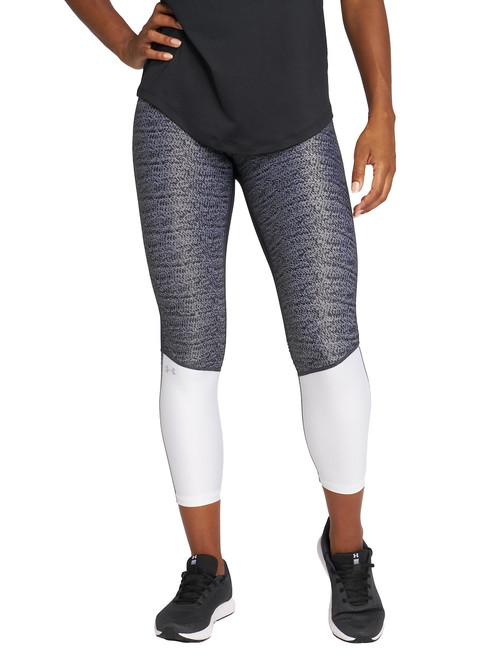 Under Armour Women's Heatgear Armour Jacquard Ankle Crop, Black (001)/Metallic Silver, XX-Large