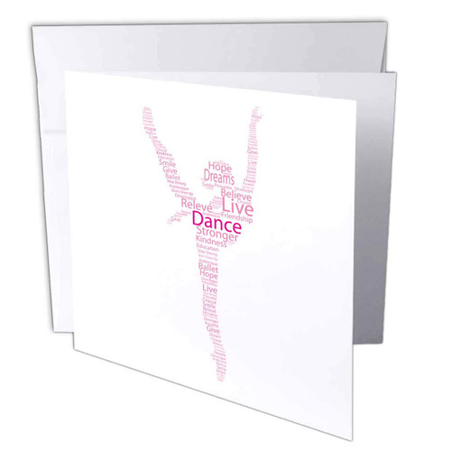 3dRose Pink Silhouette of A Dancer - Greeting Card, 6" x 6", Single (gc_232740_5)