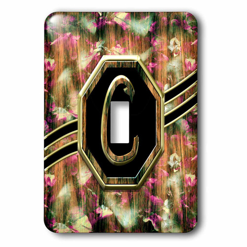 3dRose lsp_242358_1 Elegant Pink Camouflage Monogram Letter C Faux Gold Wood Grain Image Toggle Switch