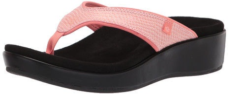 Spenco womens Spenco Women's Karla Wedge Sandal, Terra Cotta Snake, 7.5 Wide US