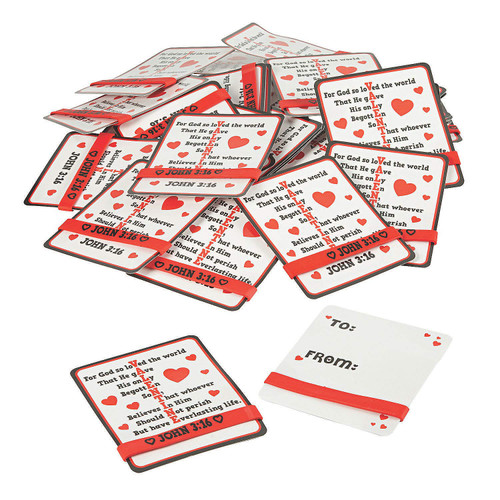 Fun Express Bulk John 3:16 Bracelet with Valentine's Day Card - 48 Pc. - Jewelry - 48 Pieces