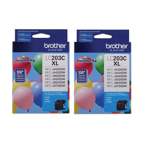 Brother 2 Pack LC203 Innobella High Yield XL Series Cyan Ink Cartridge, 550 Pages Yield Brother 2 Pack LC203 Innobella High Yield XL Series Cyan Ink Cartridge, 550 Pages Yield