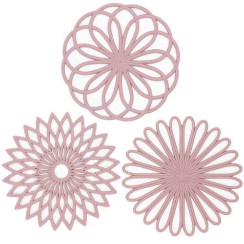 Smithcraft Silicone Trivets for Hot Dishes, Trivet Mat Hot Pads for Kitchen, Trivets for Hot Pots and Pans, Round Heat Resistant Mats for Countertop, Trivets Table & Quartz Countertops Pink Set 3