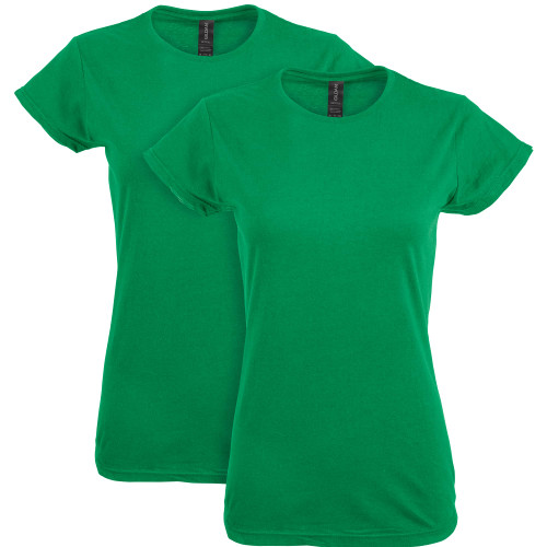 Gildan Women's Softstyle Cotton T-Shirt, Style G64000L, Multipack, Irish Green (2-Pack), 2X-Large