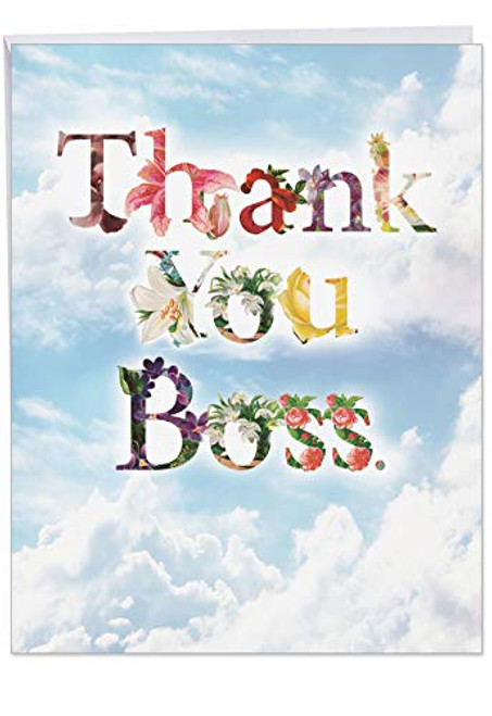 Thanks A Bunch Boss Thank You' Big Greeting Card with Envelope 8.5 x 11 Inch - For the Best Manager, CEO, Leader - Roses, Flowers, Sky, Clouds Design Stationery Set for Personalized Thanks J2359ABYG Thanks A Bunch Boss Thank You' Big Greeting Card with Envelope 8.5 x 11 Inch - For the Best Manager, CEO, Leader - Roses, Flowers, Sky, Clouds Design Stationery Set for Personalized Thanks J2359ABYG