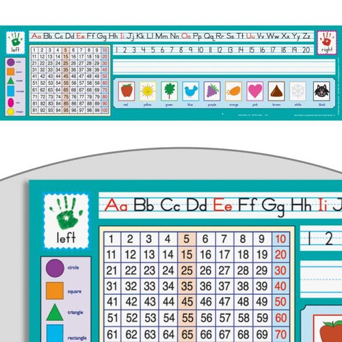 Really Good Stuff 24PK Zaner-Bloser Self-Adhesive Vinyl Desktop Reference Nameplate with Letters, Grid, Colors, Shapes-Traditional Manuscript Name Tags