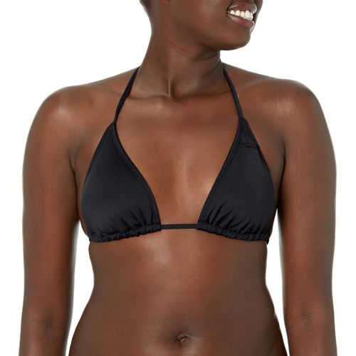 Roxy womens Solid Beach Classics Tiki Tri Bikini Top, True Black 211, Small US