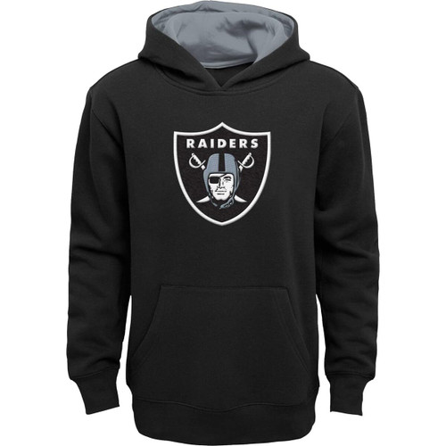 Outerstuff NFL Kids Youth 4-20 Officially Licensed Embroidered Primary Logo Pullover Hoodie Sweatshirt (18-20, Las Vegas Raiders - Black)