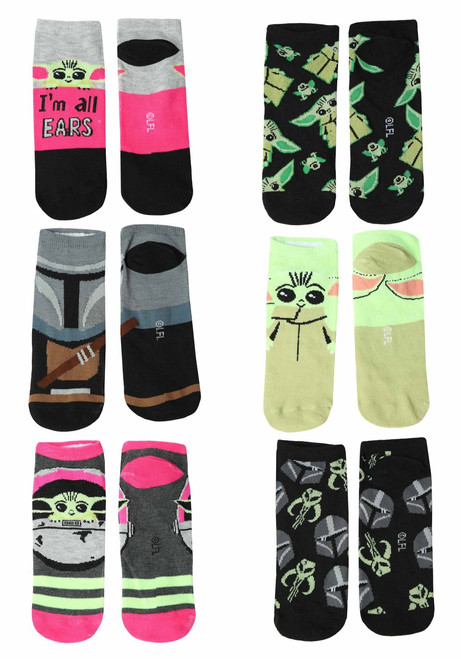 STAR WARS Ladies Mandalorian The Child 6 Pack Socks Standard