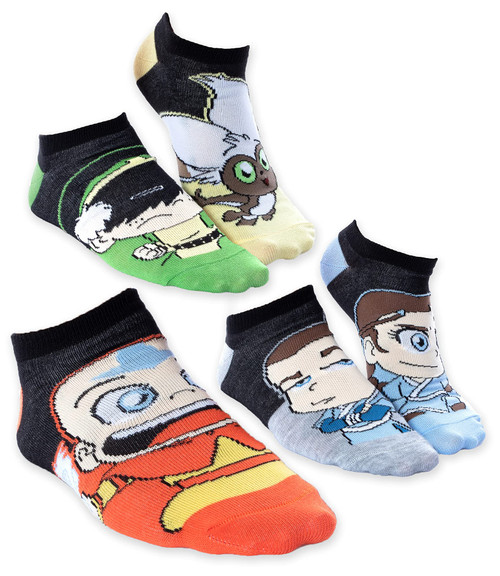 Hypnotic Hats Nickelodeon Avatar The Last Airbender Chibi Character No-Show Ankle Socks 5 Pair (9-11), Multicolored, One Size
