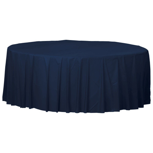Amscan Navy Blue Reusable Round Plastic Table Cover- 1 pc.