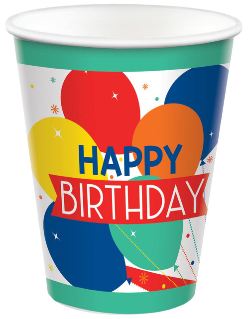 amscan Balloon Fest Paper Cups - 9 oz. | Multicolor | 8 Pcs.