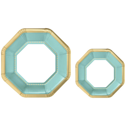 amscan Multipack Octagon-Shaped Paper Plates - 10.5" | Robin's-Egg Blue | Pack of 20