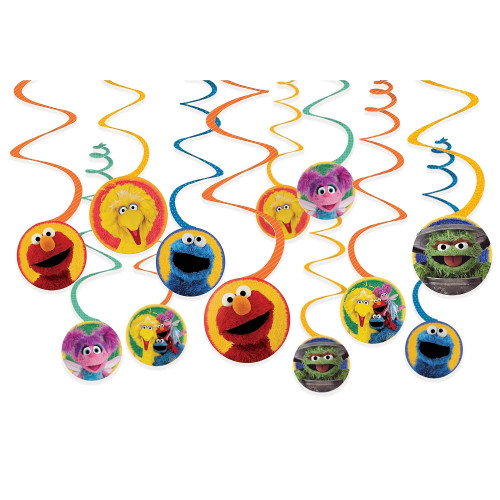 Amscan Everyday Sesame Street Spiral Decoration - 5' | Multicolor | 12 Pcs.