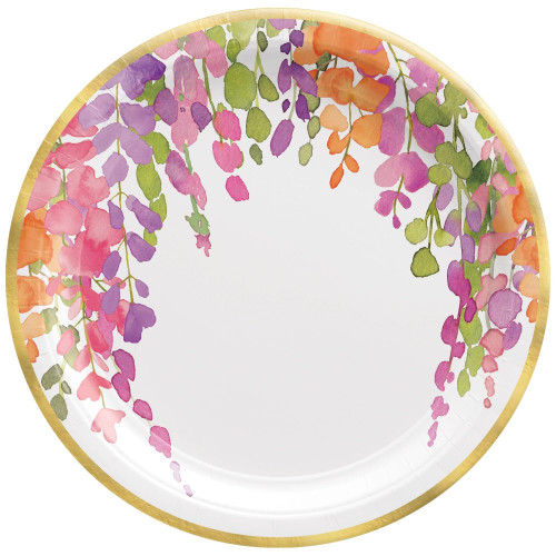 Amscan Romantic Floral Disposable Round Plates-10.5" | 8 Pack Plates, 10.5", Multicolor