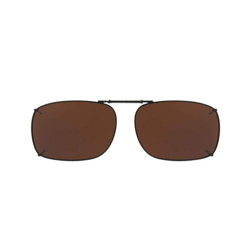 Dioptics Solar Shield 1 REC Clip On Sunglasses Polarized Rectangular, Brown Driving, 52 mm