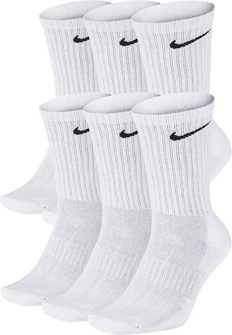 Nike Men's Dri-Fit Everyday Cushioned Crew Socks | Cotton (Everyday, White, Large, 6 Pairs)