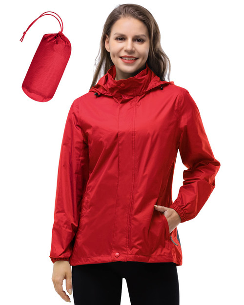 33,000ft Women's Lightweight Rain Jackets Breathable Packable Running Raincoats Windbreaker with Hideaway Hood