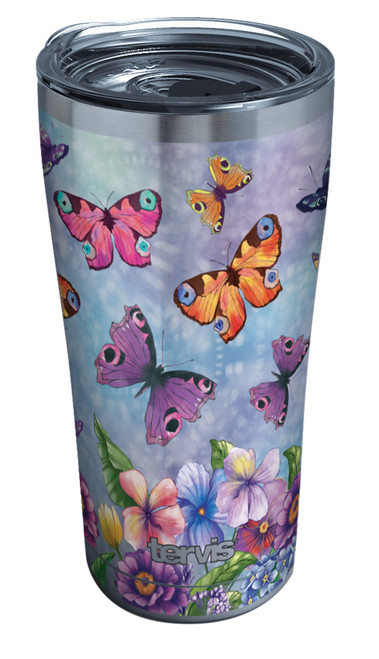Tervis Butterfly Garden Triple Walled Insulated Tumbler Travel Cup Keeps Drinks Cold & Hot, 20oz Legacy, Stainless Steel