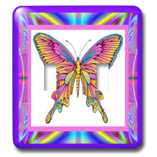 3dRose LLC lsp_14923_2 Psychedelic Butterfly Double Toggle Switch