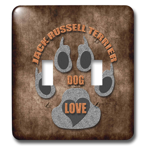 3dRose LLC lsp_22092_2 Jack Russell Terrier Love Dog Breed in Gray and Brown Double Toggle Switch