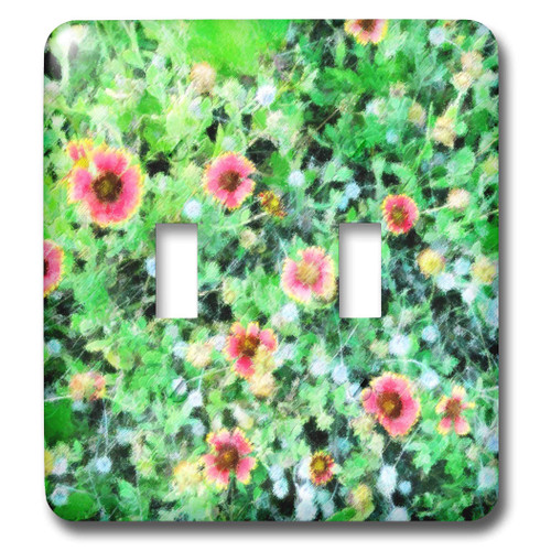 3dRose LLC lsp_22588_2 Cute Flower Faces Double Toggle Switch