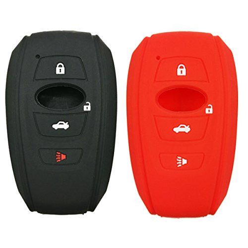 2Pcs Coolbestda 4 Buttons Smart Key Fob Protector Case Cover Keyless Entry Shell for 2016 2017 Subaru Forester Sti 2017 Outback 2015 2016 XV Crosstrek Impreza 2014-2017 BRZ 2016 WRX Black Red