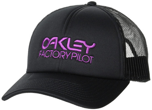 Oakley Factory Pilot Trucker Hat, Blackout/Ultra Purple, One Size