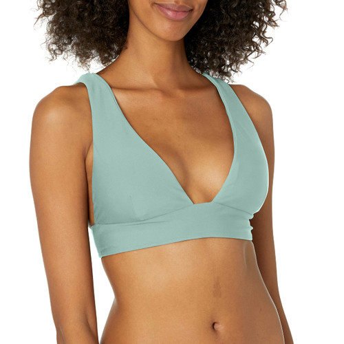 Volcom womens Simply Seamless Halter Swimsuit Bikini Top, Blue Fog, X-Small US