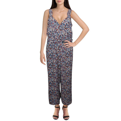 Michael Michael Kors Womens Dainty Ruffle Floral Jumpsuit Blue XS